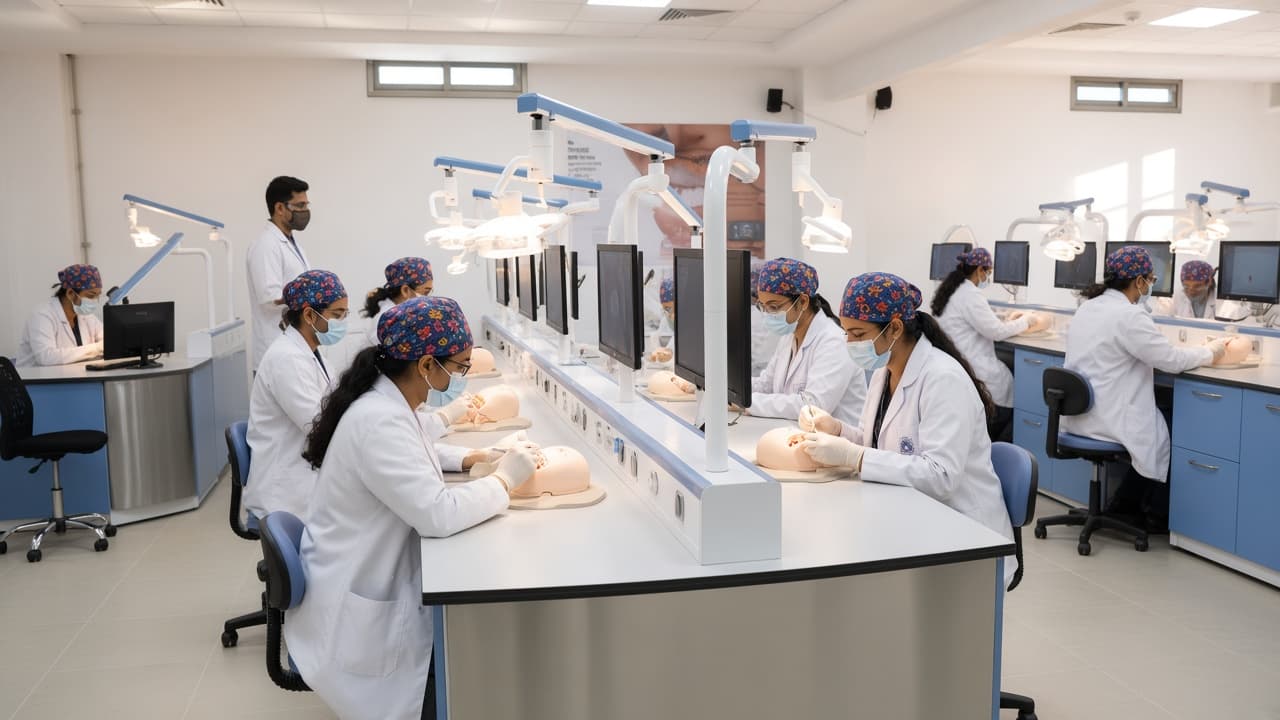 BDS students training in the dental simulation clinic